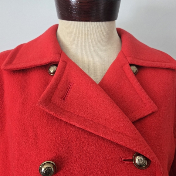 AQUASCUTUM OF LONDON Women's Red Double-Breasted Virgin Wool Coat. Size 10 - Picture 6 of 15